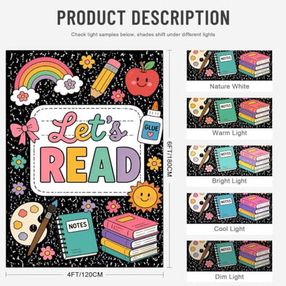 Reading Rug 4x6 Kids Play Area Rug Cartoon 05 Washable Non-Slip Bedroom Study Office