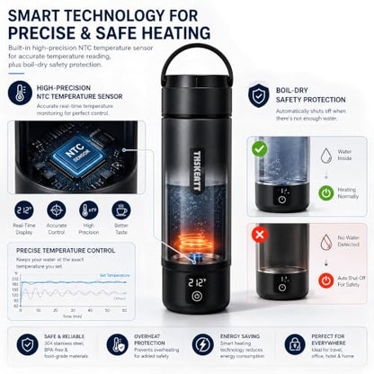 Portable Electric Kettle with Dual Voltage, Fast Boil & Keep Warm - Stainless Steel Travel Water Heater