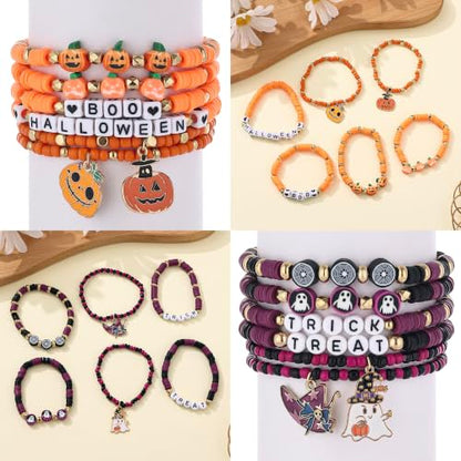 Halloween 24-Piece Beaded Friendship Bracelets for Women Handmade Stackable Jewelry