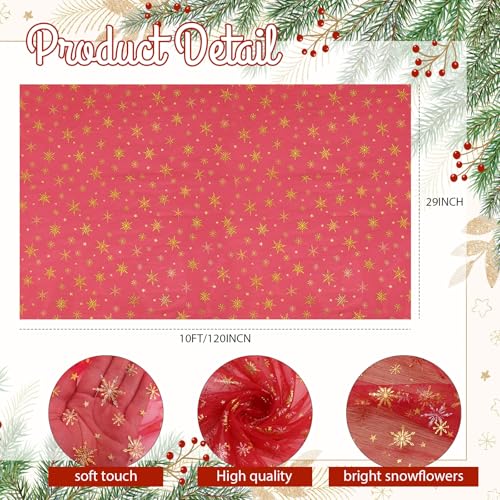 Variation of THIS listing: 1 Pcs Christmas Snowflake Gauze Table Runner 120" Red Gold