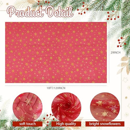 Variation of THIS listing: 1 Pcs Christmas Snowflake Gauze Table Runner 120" Red Gold