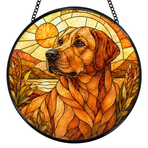 Labrador Retriever Stained Glass Window Suncatcher - Ready to Hang, 7.9x7.9in - Labrador Variation