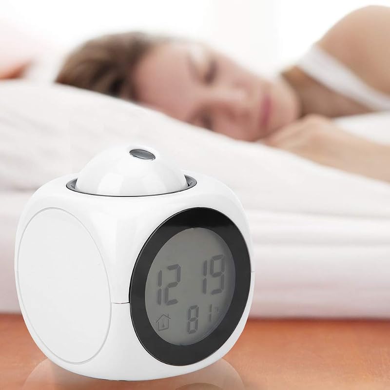 Digital Projection Alarm Clock with Ceiling Projector - Bedroom Night Light Time & Temperature