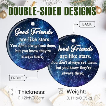 Friendship Christmas Ornaments - Bestie 3-Inch Holiday Tree Decorations - Waterproof Ceramic Gifts for Women Men - Friends Variation of Friends-1
