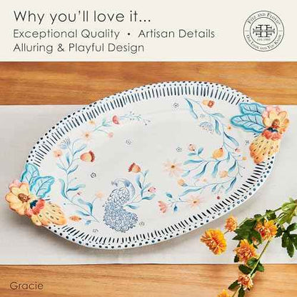 Fitz and Floyd Gracie Floral Serving Platter, 19 Inch