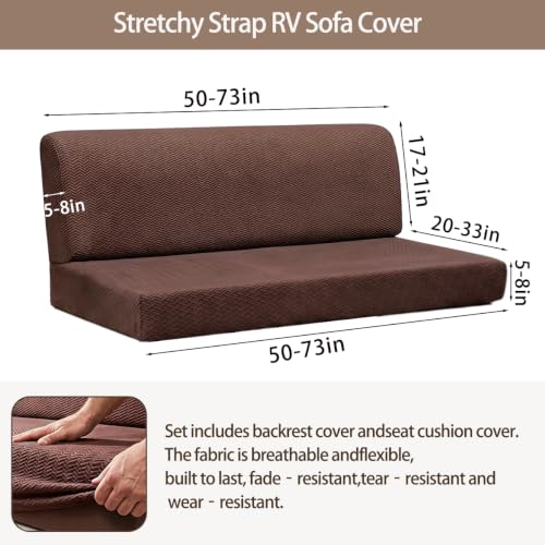 RV Couch Covers for Jackknife Sofa Bed - 2 Pieces Dark Brown