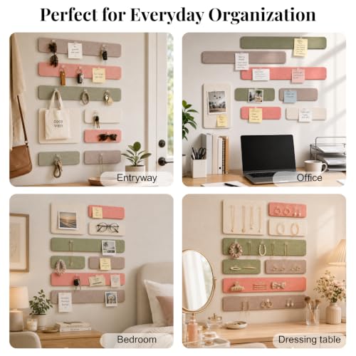 Felt Bulletin Board Strips - Boho Pink Modular Pin Board Tiles for Wall Decor