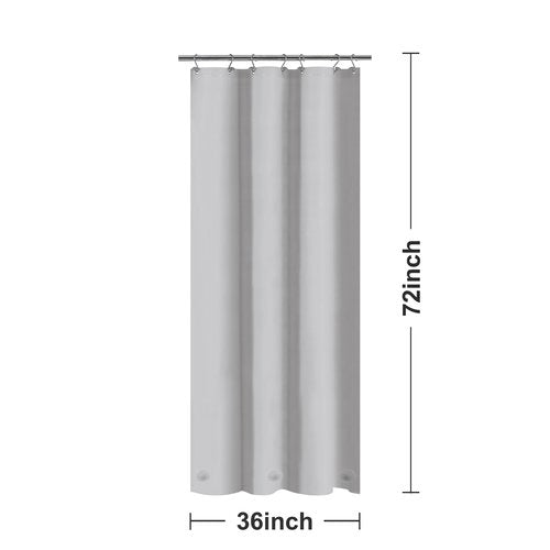 Barossa Design Silver Gray Stall Shower Curtain Liner with 3 Magnets - 36" x 72" Waterproof PEVA Plastic Narrow Shower Liner Lightweight for Small Bathroom, Metal Grommets - Gray Silver
