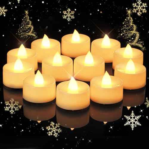 Amagic 12/24/50/100/150 Pack Battery Operated Tea Lights Candles, Fake Tealights Candles, Flameless LED Tea Lights for Halloween, Wedding, Votive, Festival, Table Decor(12 Pack, Warm White)