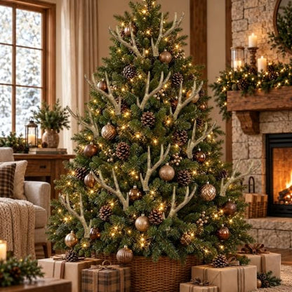 Reindeer Christmas Decor Set - Resin Antler Tree Picks, 12 Pieces