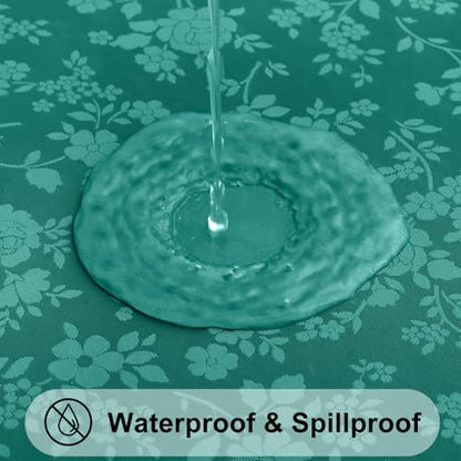 Heavy Duty Waterproof Vinyl Tablecloth 60 x 84 Inch - Christmas Green, Rectangular