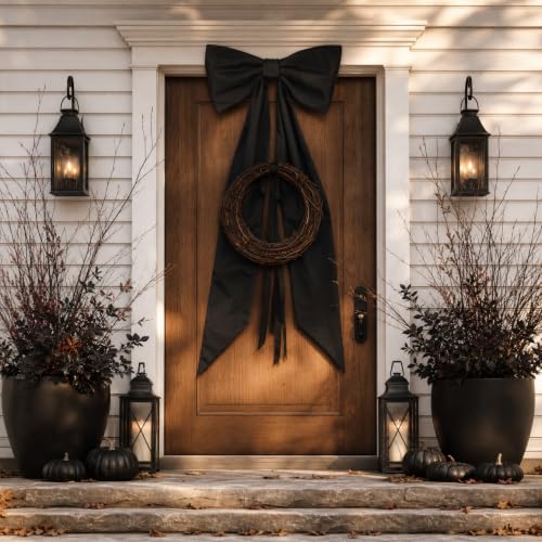 Oversized Black Bow for Halloween Door Decor - 48 Inch Wall Hanging