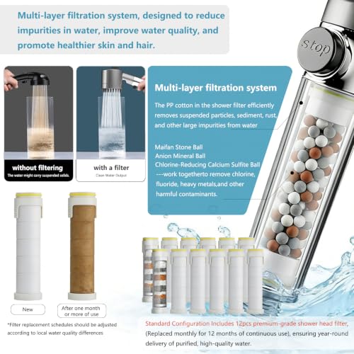 Filtered Handheld Shower Head with High Pressure & Gray Finish