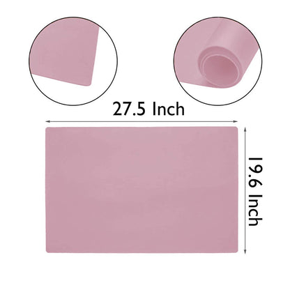 27.5 ''by 19.6 ''Oversize Silicone Placemat for Craft Flexible Multipurpose Extra Large Size Waterproof Baking Mat Plus Size Reusable Heat Resistant Counter Table Protector (Pink 1 PCS)