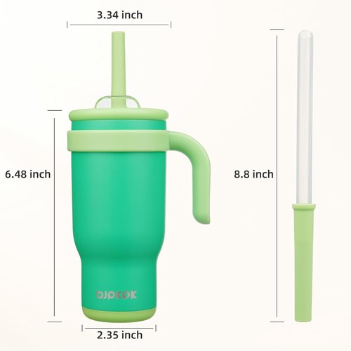BJPKPK 18 Oz Insulated Travel Tumbler - Stainless Steel Mug with Handle & Straw | Olive Green