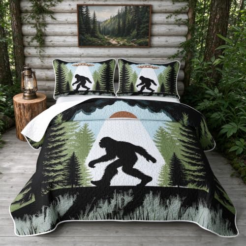 Bigfeet Silhouette Kids Quilt Set Full Size Bedspread with Pillow Shams - Variation of Bigfeet 24 / Full