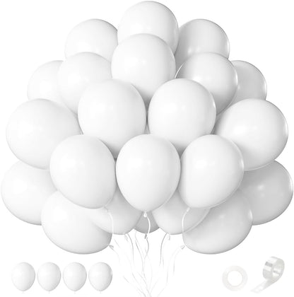 White Balloons - 60 PCS 12-Inch Latex Balloons for Birthday, Wedding, Baby Shower & Holiday Decor