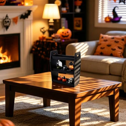 Gothic Coffin Makeup Shelf Organizer Black Beechwood Halloween Decor