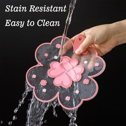 Pink Clover Coasters Set of 2 - Kawaii Desk Accessories for Office & Home