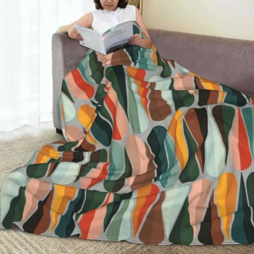 Mid Century Retro Abstract Plush Throw Blanket - 80x60 Inches - Cozy Fleece for Sofa Couch Bed - Variation of THIS listing