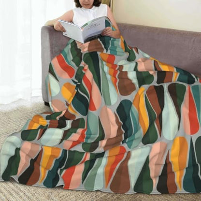 Mid Century Retro Abstract Plush Throw Blanket - 80x60 Inches - Cozy Fleece for Sofa Couch Bed - Variation of THIS listing