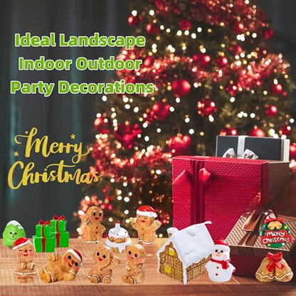 24 Pcs Mini Gingerbread Men Christmas Resin Figurines - Holiday Decor
