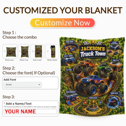 Blue Personalized Kids Blanket with Road Map Design - Boys Travel Throw