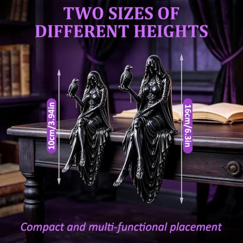 Gothic Resin Raven Shelf Sitter Statue Dark Macabre Witchy Desk & Bookshelf 16cm