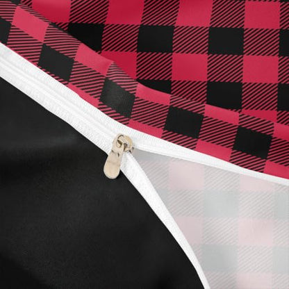 Feelyou Black Red Buffalo Plaid Duvet Cover Twin Size Boys Girls Checkered Bedding Set No Comforter