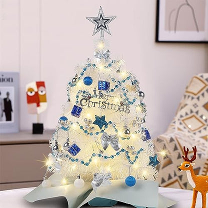 Juegoal White Mini Christmas Tree - 24 Inch Lighted Tabletop Xmas Pine with Timer & 50 LEDs - Variation of THIS listing