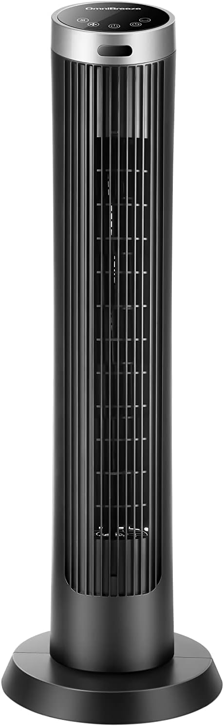 OmniBreeze Digital Electric Tower Fan, with Remote Control, LED Display, Standing Bladeless Floor Fans Cooling and Quite Indoor Living Room Bedroom use (36 Inch)…