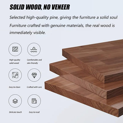 Dark Walnut 6-Tier Solid Wood Rotating Bookshelf Tower - 360° Revolving Book Shelf