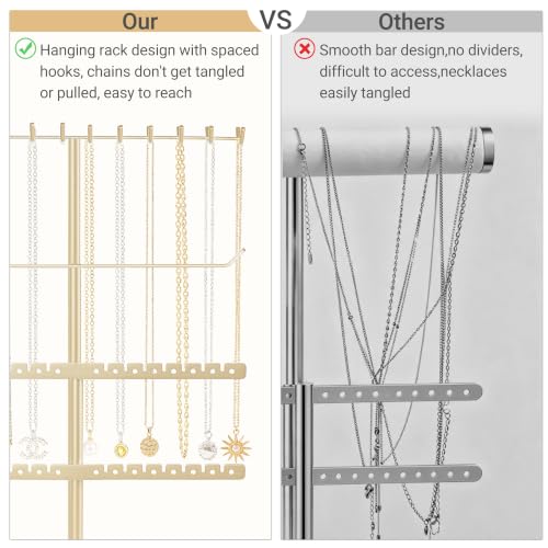 4-Tier Jewelry Organizer Stand with Necklace, Bracelet, Earring & Ring Storage