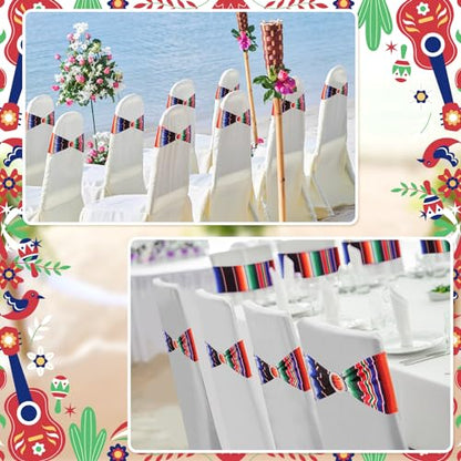 Colorful Mexican Table Runner with Chair Sashes - Fiesta Decor 54 pcs