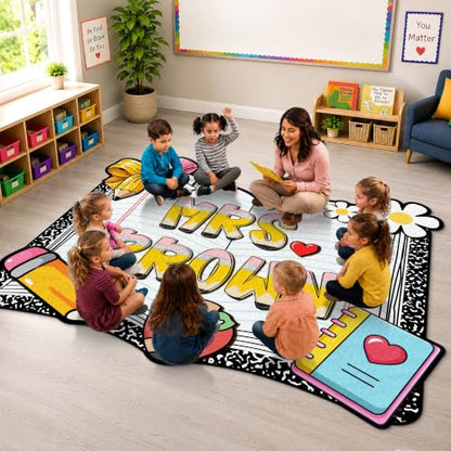 Personalized Classroom Shaped Rug - Composition Notebook Design B03