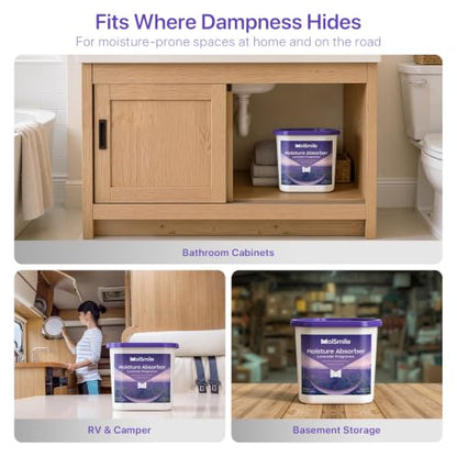 Lavender Scent Moisture Absorber Buckets 6 Pack, 14 oz Each, Humidity Control