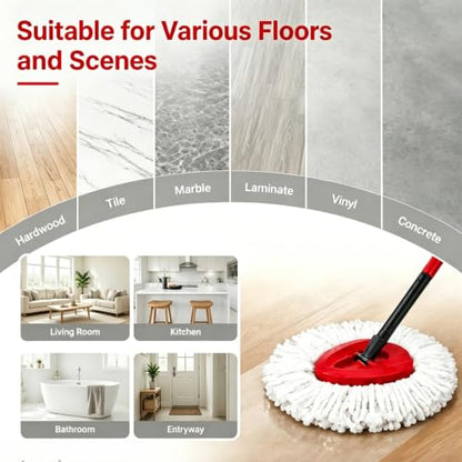 10 Pack Microfiber Mop Head Replacements for Spin Mop Systems - EasyWring Compatible