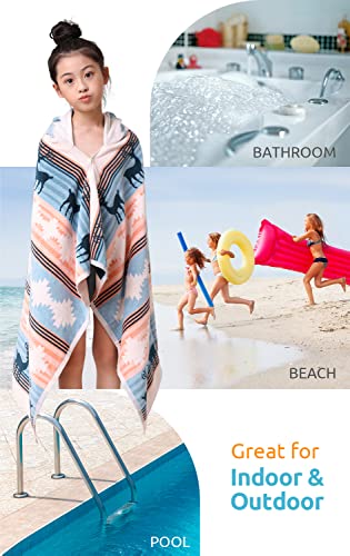 Kids Hooded Beach Towel Christmas Elk Wrap Coverup 3-12 Years - 100% Cotton