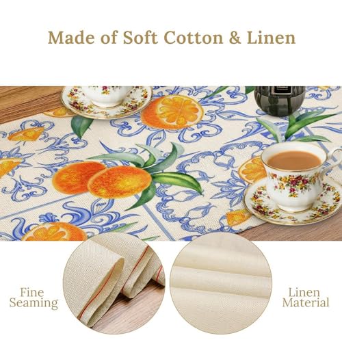 Summer Orange Table Runner 13x108in with Lemon Variation - Farmhouse Decor