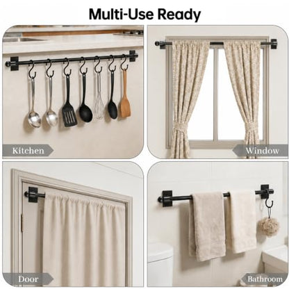 Magnetic Door Curtain Rod - Adjustable Black Metal Rod for Metal Doors & Windows