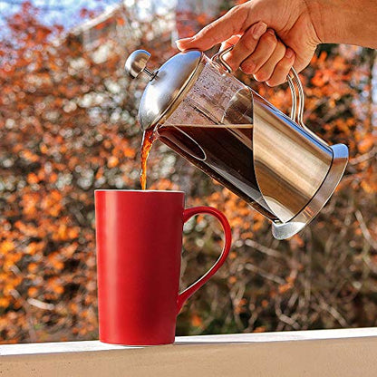 20 oz Large Coffee Mug Set with Handle - Red, Tall Ceramic Cups for Dad Men, Set of 2