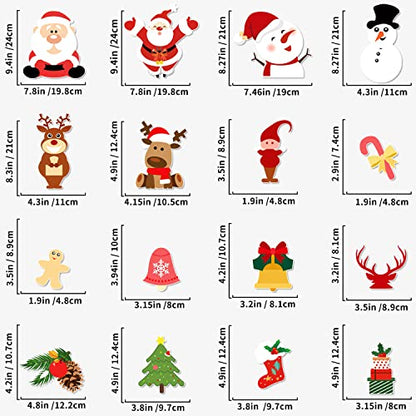 16Pcs Christmas Car Magnets Set - Reindeer, Santa, Snowman & Holiday Decorations