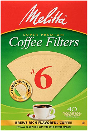 Melitta Cone Coffee Filters, Natural brown, No. 6, 40-Count Filters Pack of 2 (80 Filters Total)