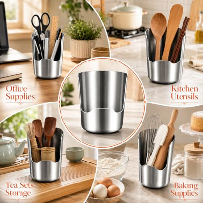 Stainless Steel Kitchen Utensil Holder 2-in-1 Pot Lid & Spoon Rest Organizer