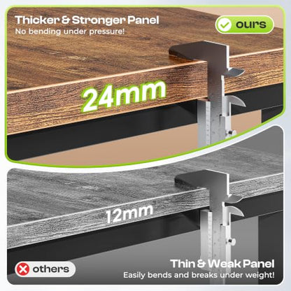 PRAISUN Rustic Brown 63x24 Inch Thicker Computer Desk - Sturdy Office Table