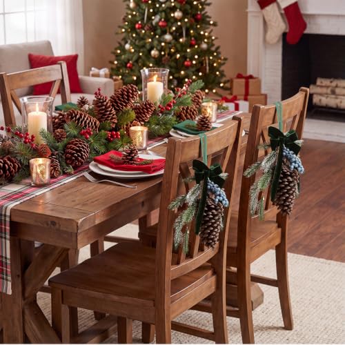 Christmas Teardrop Swag Decorations Set with Pinecones and Berries - 2 Pieces