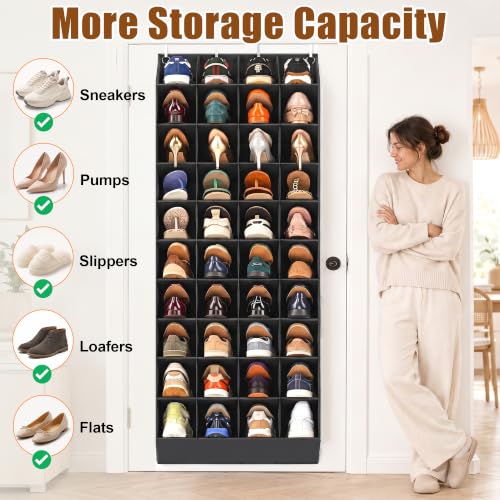 Black Over-the-Door Shoe Organizer 40 Pockets 10-Tier Shoe Rack