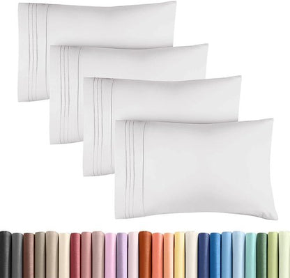 King Standard Pillow Cases - Soft Hotel Quality Covers for Comfy Bedding | 4-Piece Set in French Grey