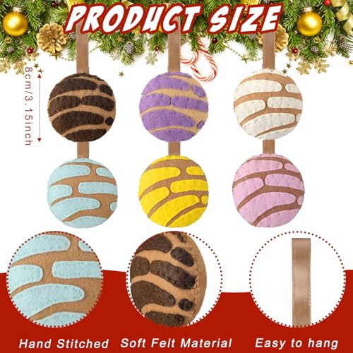 12 Pcs Mexican Concha Christmas Ornaments - Soft Felt Holiday Decor