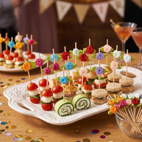 Flower Rose Bamboo Picks 100PCS Colorful Skewers for Cupcakes & Crafts - Variation of THIS listing
